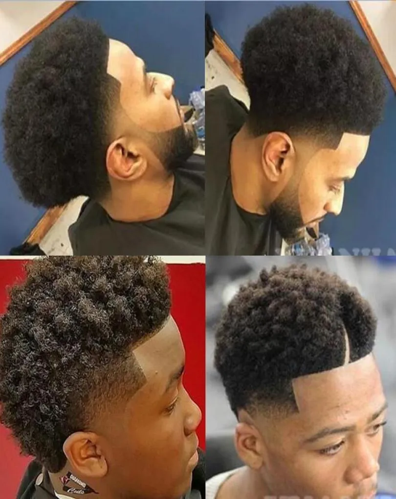 Postiches pour hommes Afro Curl cheveux humains pleine dentelle toupet brun noir couleur péruvienne Remy cheveux hommes remplacement de cheveux toupet pour noir M4509146