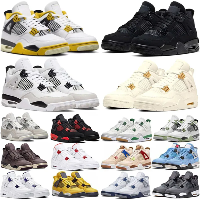 Air jordan 4s Retro Basketball Shoes نار الأحمر 4 أحذية رياضية ولدت 11 ثانية جاما الأزرق كونكورد الفضاء مربى القط الأسود الأسمنت الأبيض UNC 3