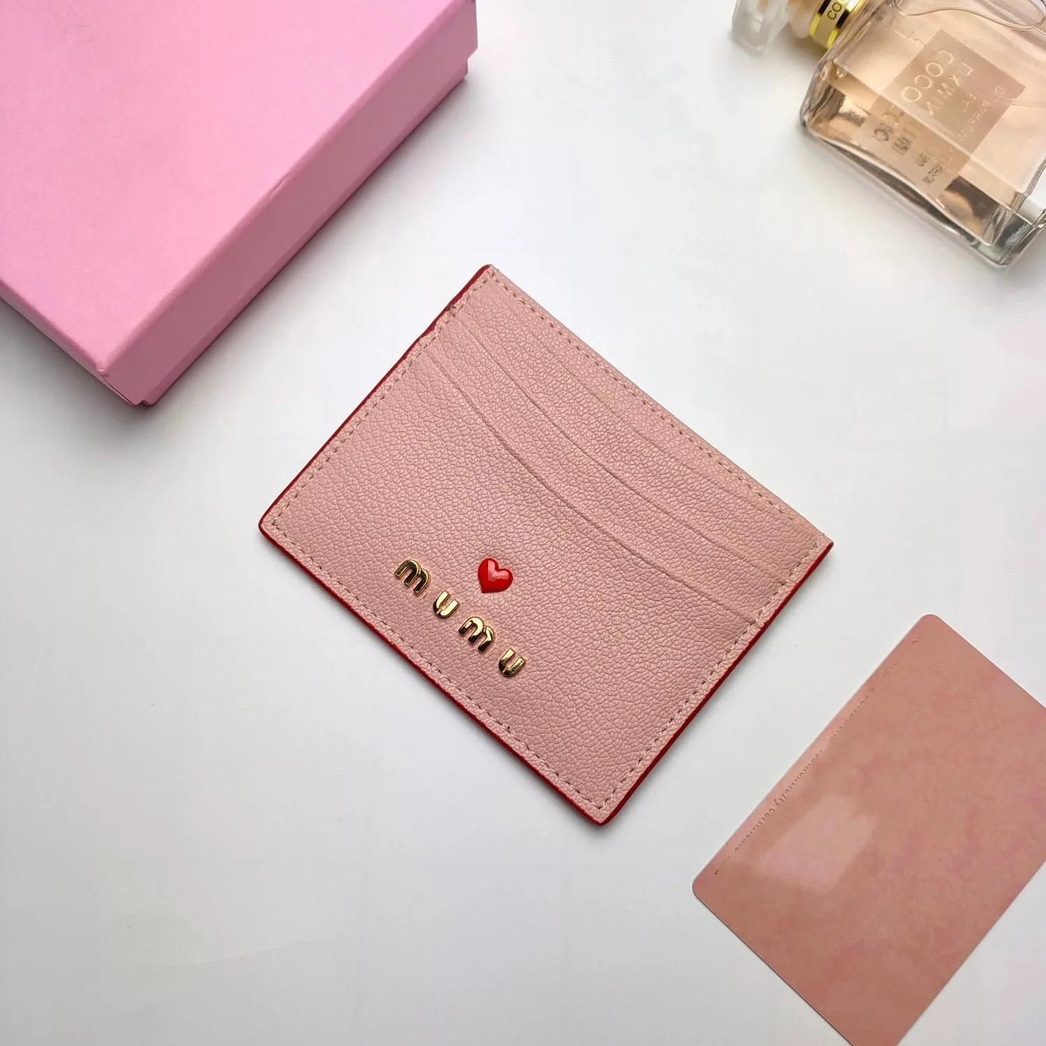 Porte-cartes de marque cœurs, sac à cartes pour filles, portefeuille Ultra fin rose, couverture douce pour femmes