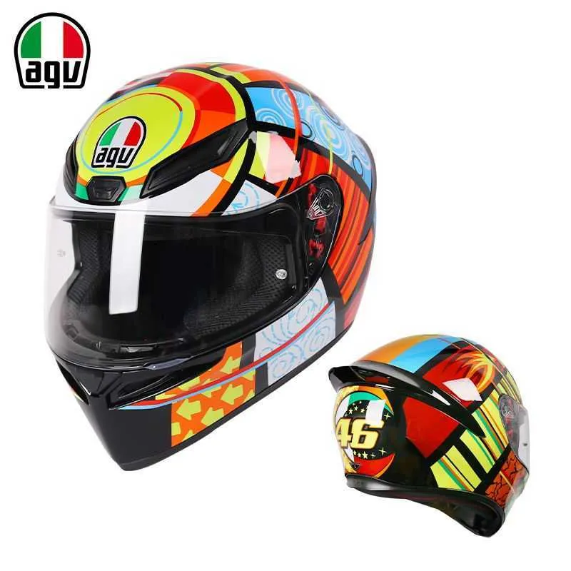 Full Face Open AGV Motorcykelhjälm K Racing Hjälm Motorcykel Full Cover Anti Fog Full Helmet Men's and Women's Motorcycle Brigade Lightweight Running Helmet DH0D