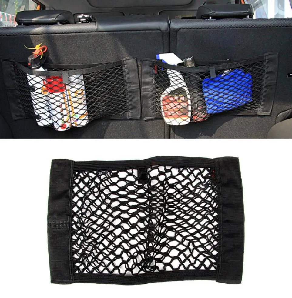 Universal Auto Sitz Zurück Lagerung Elastische Mesh Net Tasche Gepäck Halter Tasche Aufkleber Trunk Organizer Starke MagicTape Carstyling4915003