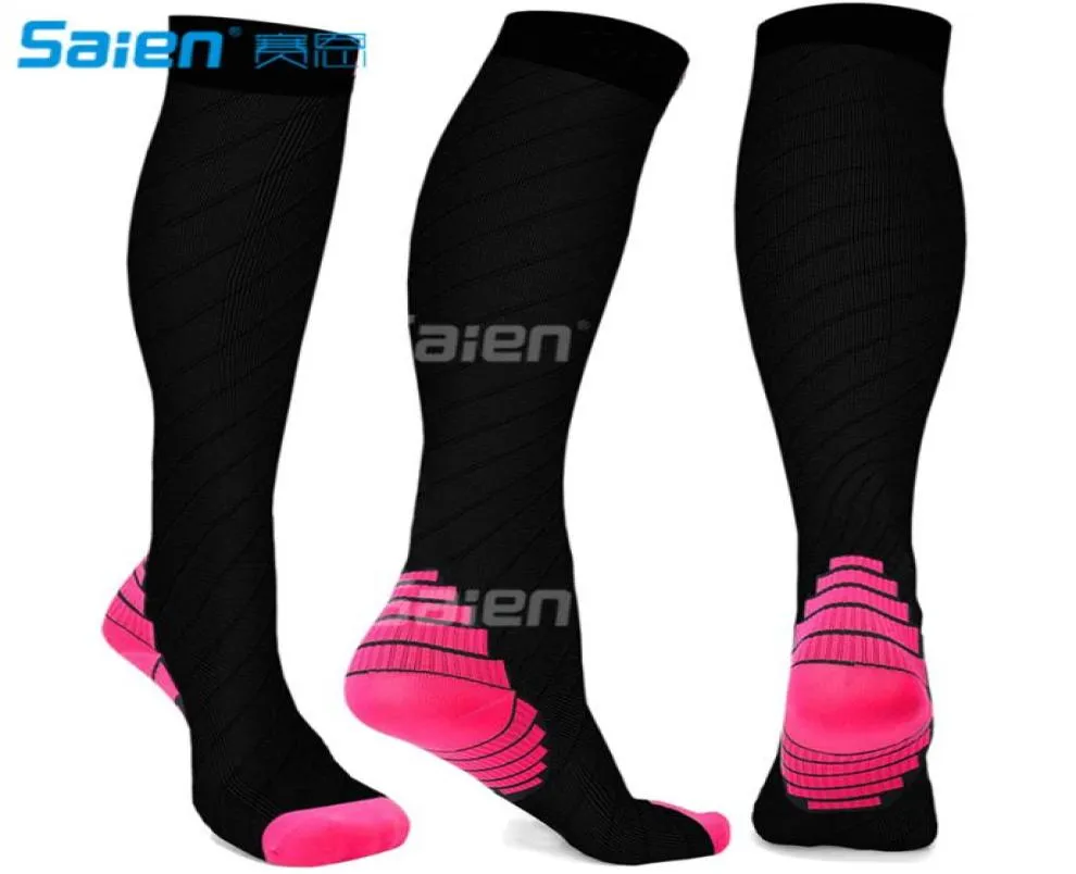 Chaussettes de compression hommes femmes bas 2030 mmhg genou haut épais noir sport chaussette de course soutien tuyau Circulation récupération 7845341