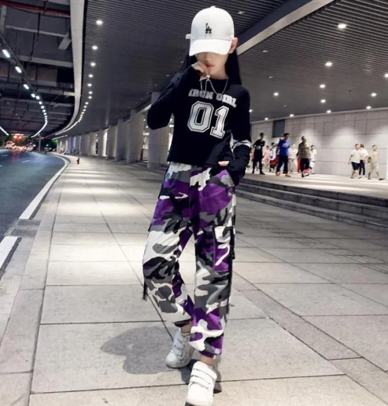 Enfants filles garçons Hip Hop danse vêtements Joggers pantalons pantalons pour enfants coton lâche Camouflage sport sarouel nouveau 969 V29914000