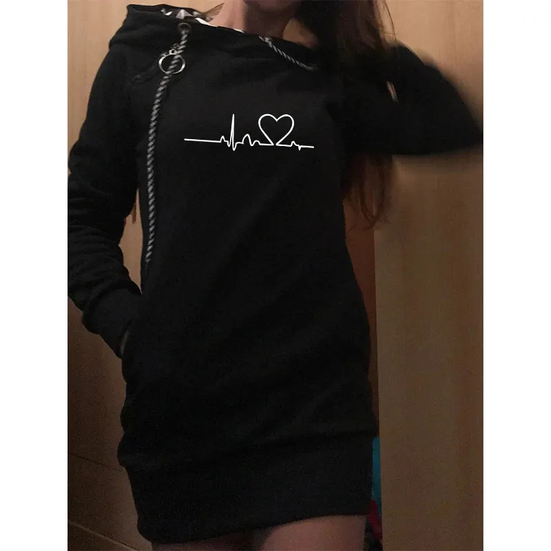 ankle length hoodie dress Navy Blue Warm Cotton Waffle Knee Length Hoodie Dress 48" / Petite (5'1" and below)