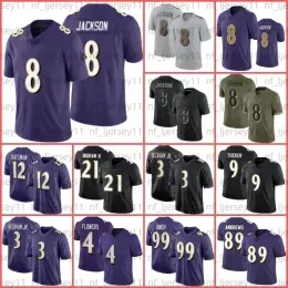 Men Baltimore''Ravens''Kyle Hamilton 8 Lamar Jackson Football Jersey Beckham Jr. Flowers Andrews Tucker Bateman JK Dobbins Roquan Smith Oweh