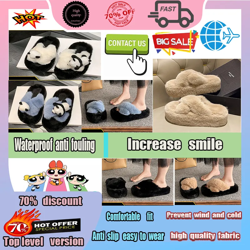 Designer Casual Platform cotton Leisure padded shoes for women man Autumn Winter Keep Warm Indoor Wool Slippers Full Softy Anti slip wear resistant