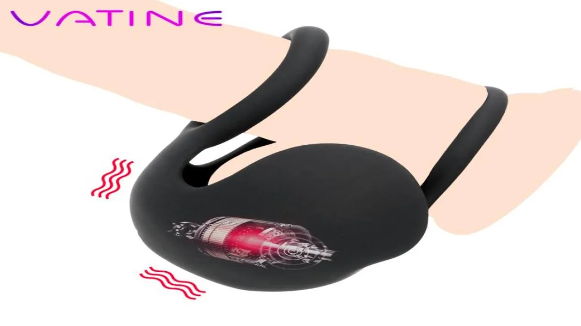 VATINE 10 Speeds Double Cock Ring Testicle Bondage Vibrators Penis Ring Scrotal Binding Ring Delay Ejaculation T2005118662232