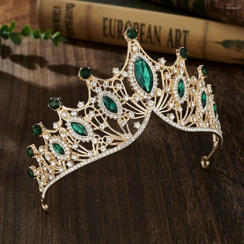 Fermagli per capelli Corona barocca in metallo Eleganti ornamenti lucenti Tiara principessa Copricapo da sposa con strass da sposa