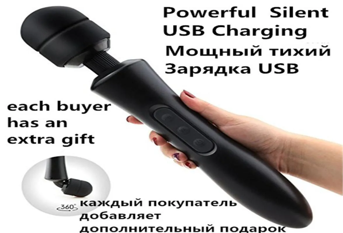 20 modes Massage corporel Masseur magique puissant Baguette AV Produits vibrateurs Vibrateurs rechargeables USB Sex Toys pour femmes C190105018089257