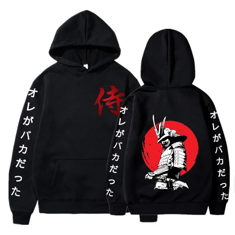 Samurai Japanese Style Anime Print Hoodie Street Harajuku Casual Loose Sweatshirt Comics Hiphop Clothing Unsex Pullover 240117