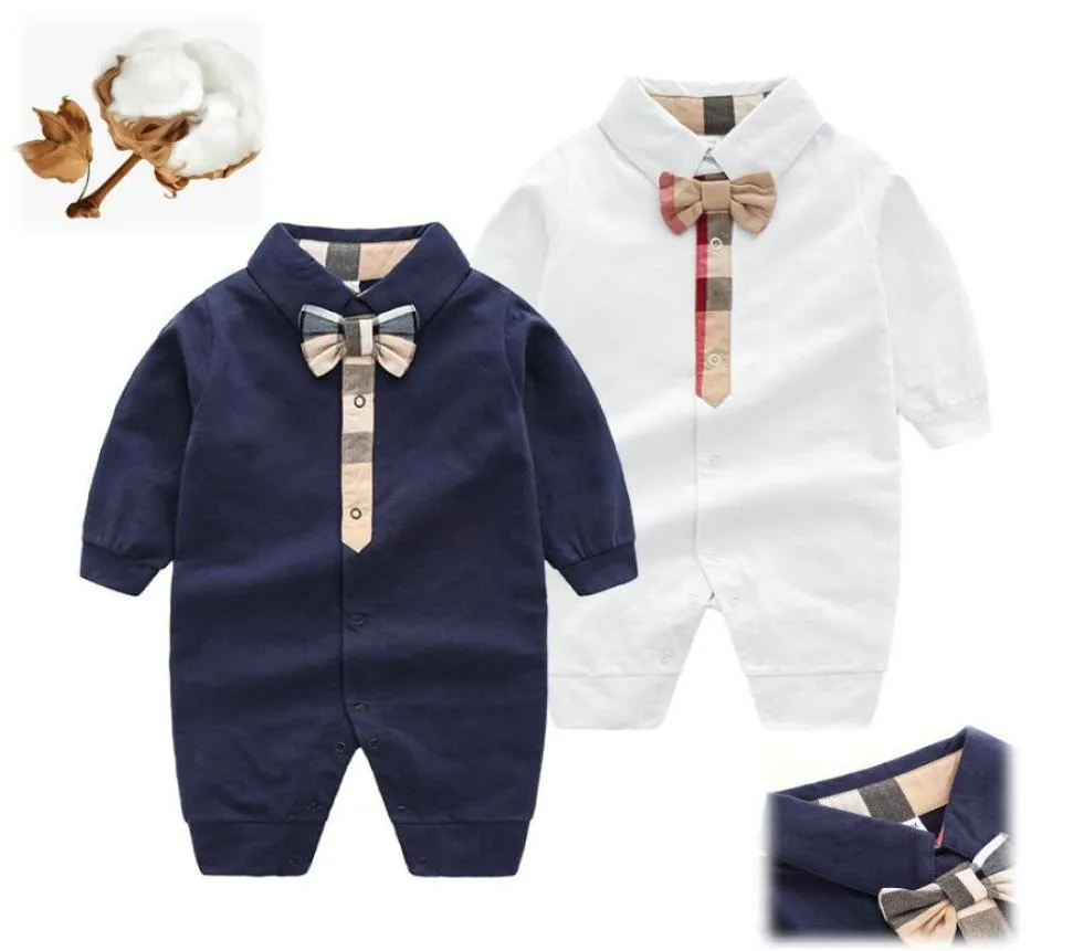 Fashion high quality Jumpsuits new newborn clothes suit cute 100 cotton bowknot baby boy girl jumpsuit2311640