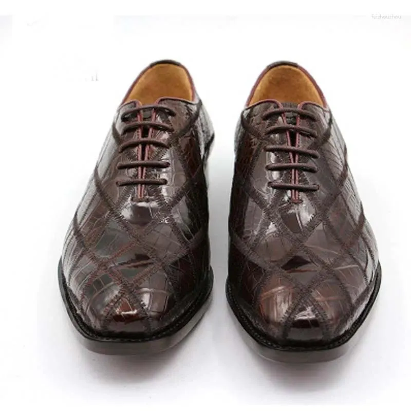 Dress Shoes Hubu Arrival Process Manual Men Crocodile Joining Together Business Male Leather