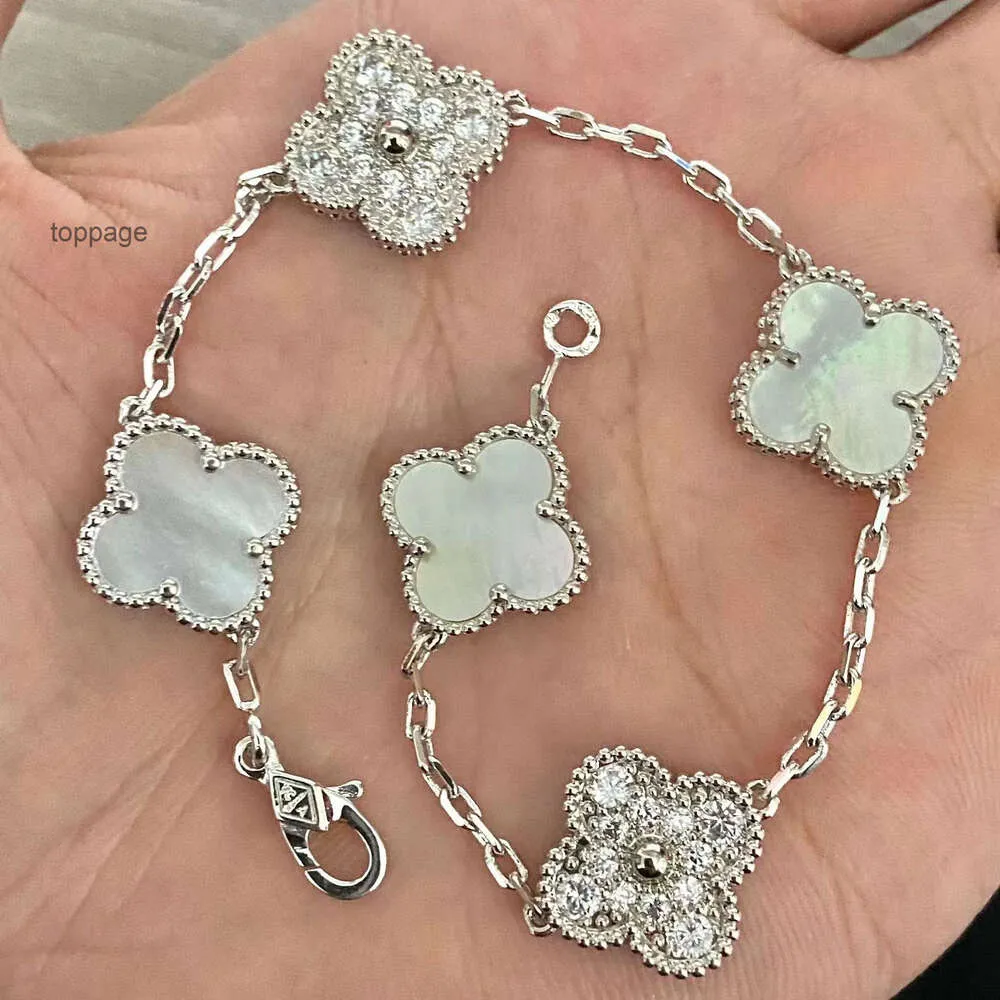 Bracelet Designer Van Four Leaf Clover Bracelet Cleef Designer Bracelet 4 Four Leaf Clover Van Charm Élégant Mode 18k Or Agate Shell Nacre Clef Couple H