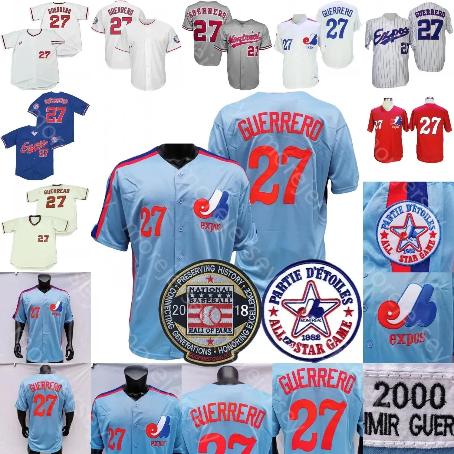 Custom Baseball Jersey men women youth Montreal Expos Jersey Vladimir Guerrero Hall Of Fame Patch 2000 Blue Red Mesh Grey White Button Fans Pinstripe Pullover