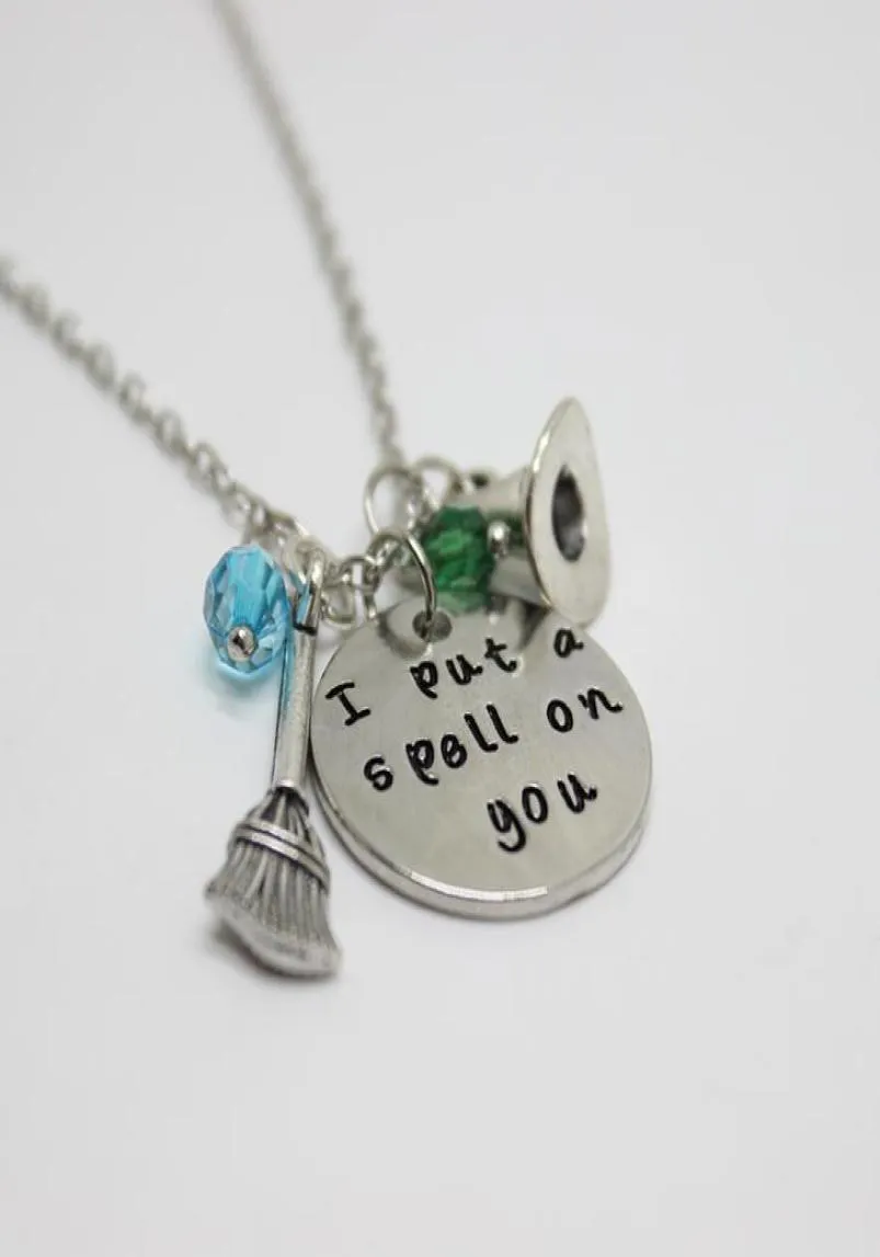 12pcslot Ik heb een spreuk op je ketting Hocus Pocus Geïnspireerd Halloween Heks ketting Hanger Ketting Kerstcadeau5054352