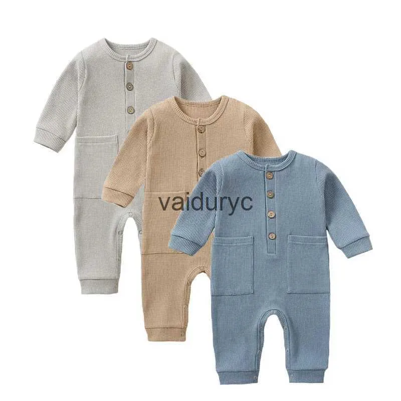 Pullover lawadka 3-12 m katoen pasgeboren baby romper lente herfst baby baby's jongens kleding solide peuter jumpsuit lange mouw kleding H240508