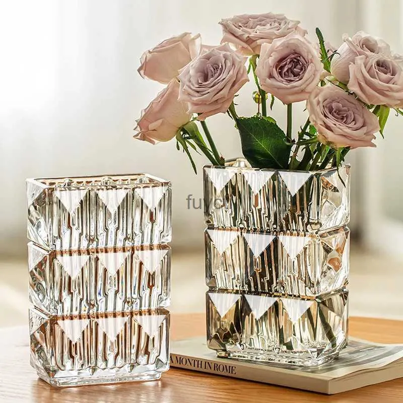 Vases Vase cylindrique en verre Transparent, Pot de fleur chinois, Vases d'intérieur transparents conçus pour salon, petite décoration de Chambre, YQ240117