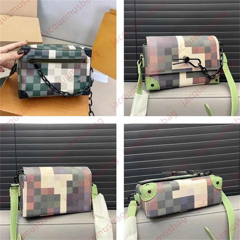 Designer män väska ångare kedja mailman väskor mini mjuk stam låda påse toppkvalitet axel crossbody plånbok damier checkerboard kamouflage hobo purses m24581 m83172