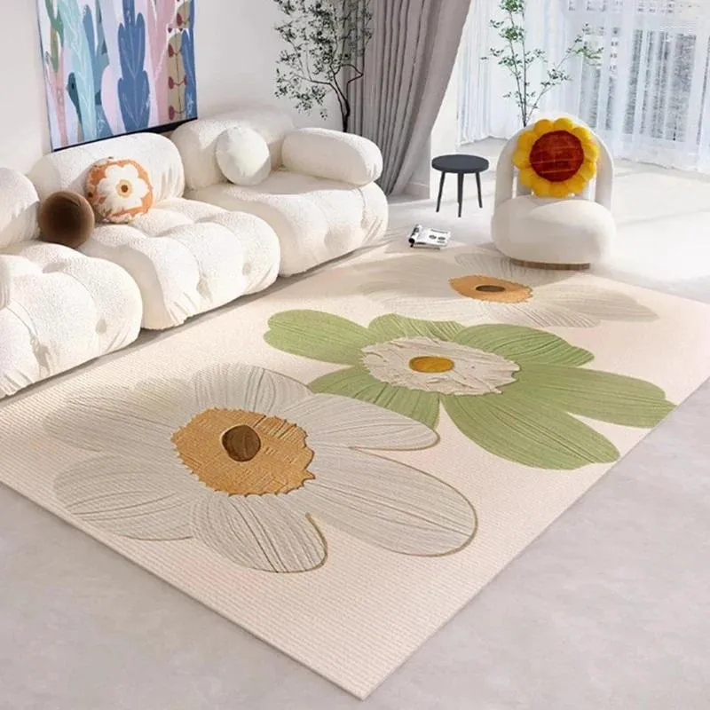 Tapis Art Tapis de porte d'intérieur Tapis carré Grand tapis de sol à fleurs esthétiques Couloir Filles Hogar Y Decoracion Chambres Décorations