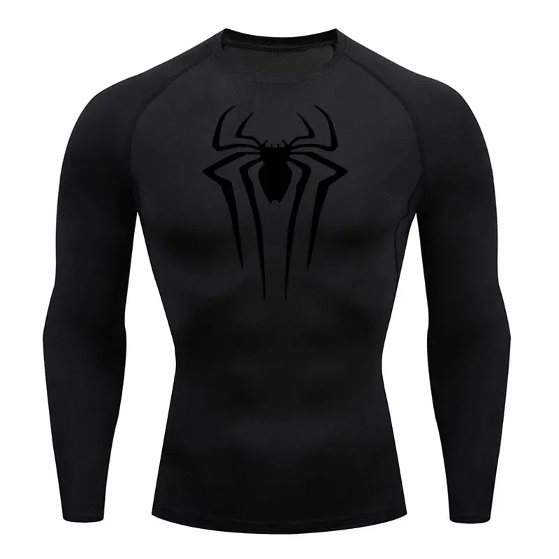 Camisa de compresión Camiseta para hombre Manga larga Top negro Fitness Protector solar Segunda piel Secado rápido Transpirable Camiseta larga informal 4XL 240116