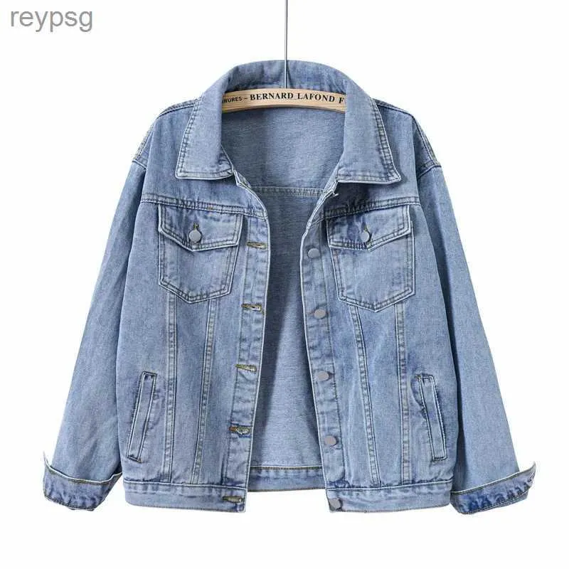 Women's Leather Faux Leather Jeans Jacket Women 2022 NEW Spring Coat Vintage Loose Denim Jacket Outerwear Autumn Chic Ladies Jackets S-5XL YQ240116