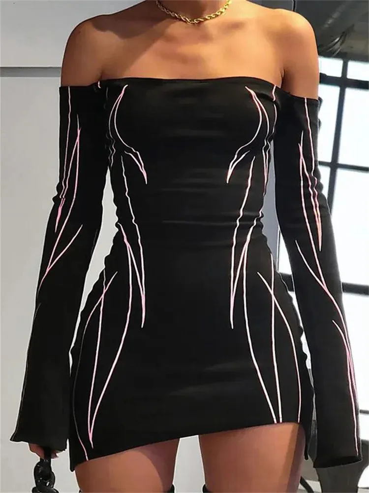 CHRONSTYLE Gothic Black Off Shoulder Long Sleeve Mini Dress Grunge  Streetwear Party Club Dress For Women From Cong00, $9.31 | DHgate.Com