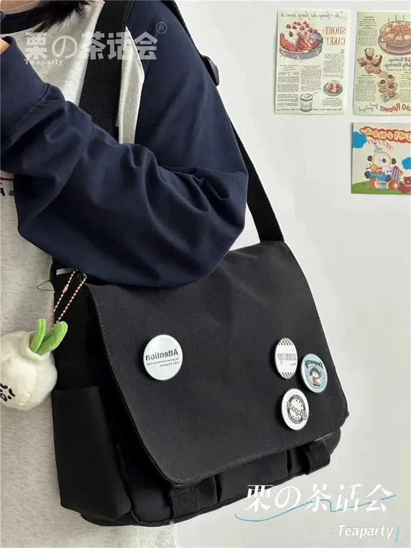 Japońska swobodna nylonowa torba Kobiety Proste torby Messenger Collage Student School Book Bags Big Crossbody Torby dla kobiet Bolso Mujer 240116