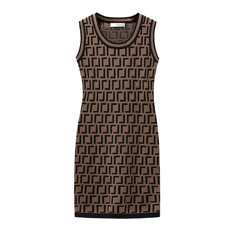 Designer Basic Casual Jurken Herfst en Winter Nieuwe Letter Slim Fit Printing Gebreide Mouwloze Jurk Tank Top A-lijn Rok voor Dames LX6A