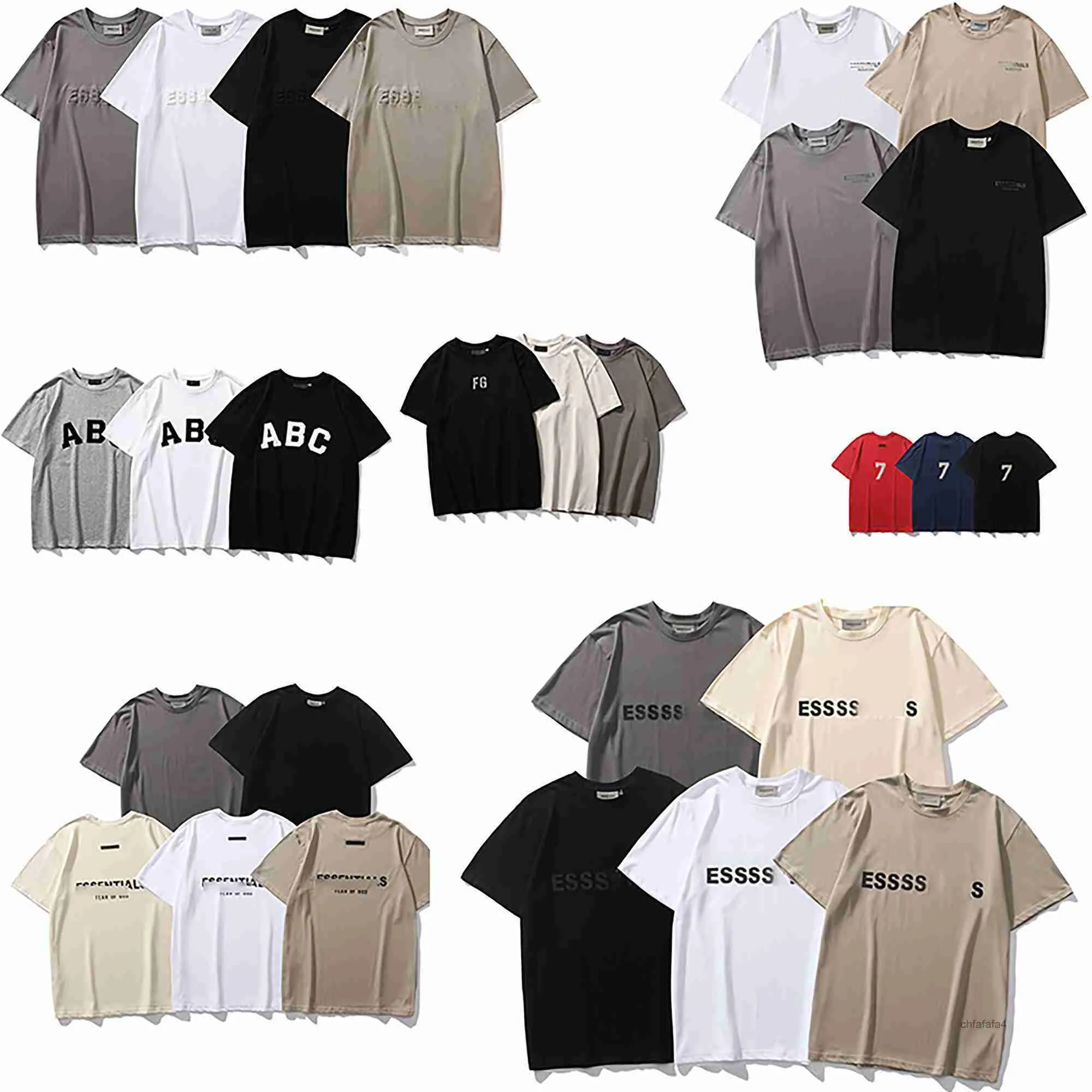 Designer Tshirt Mens Ess Men Tsirt High-quality Summer Fashion Short Sleeved Letter Printed Plush Couple Sports Wholesale WOC3