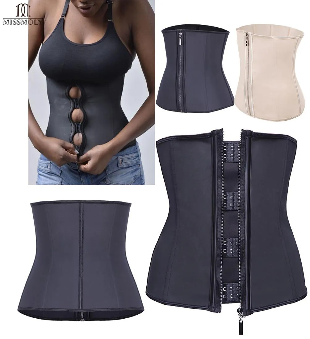 Miss Moly Women Waist Trainer Strap Corset Top With Zipper 3 Hook Tummy Control Full Body Shaper Waist Cincher Slimming Trimmer3904883