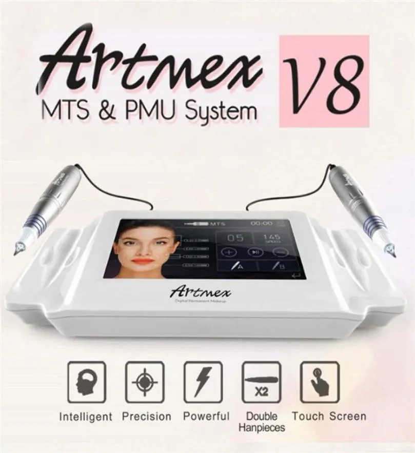 Nyaste ankomst ArtMex V8 Permanent Makeup Tattoo Machine Eye Brow Lip Line Rotary Pen MTS och PMU System3060399