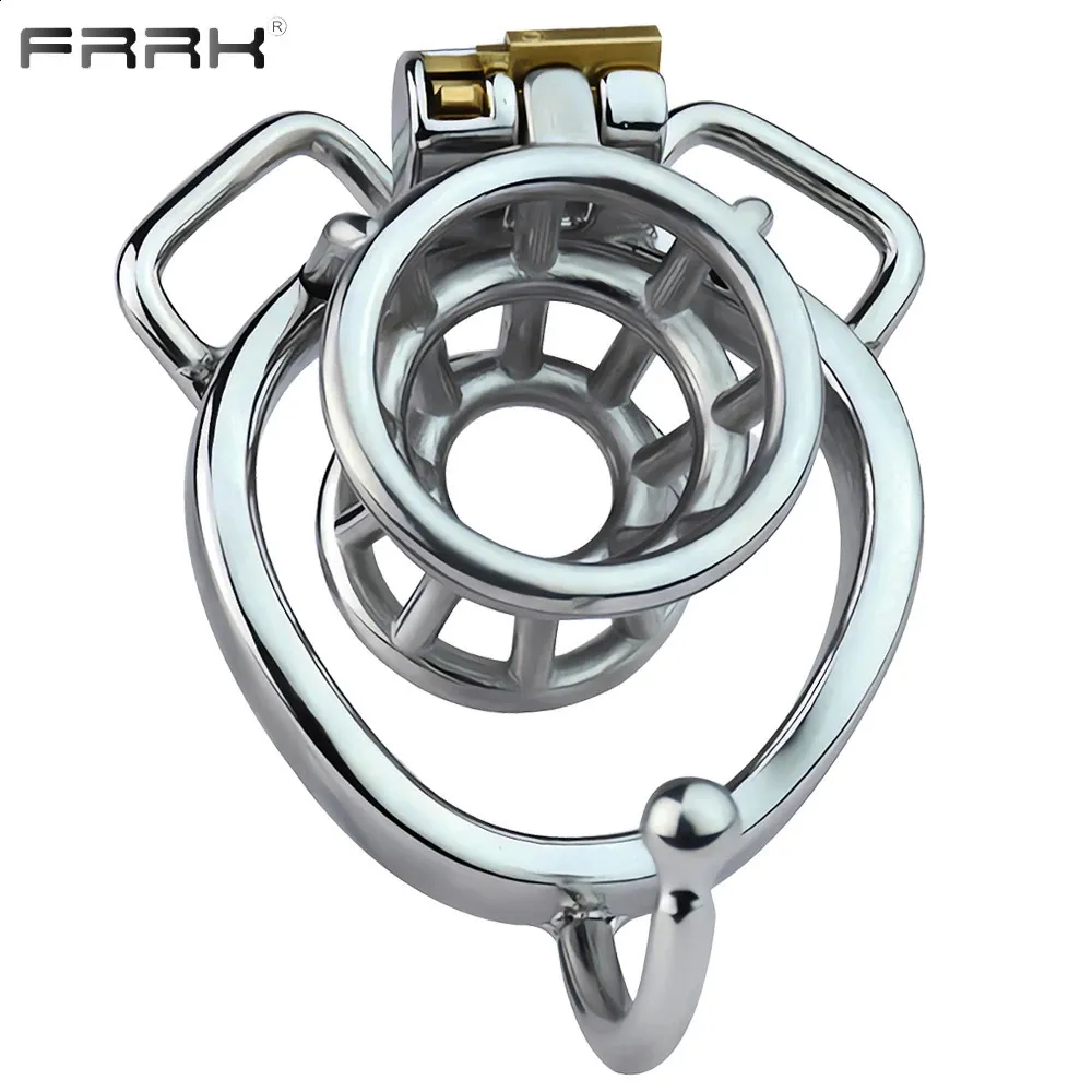 Stainless Steel Inverted penise cage with Cock Lock for Men Open Ended BDSM Sex Toy from FRRK