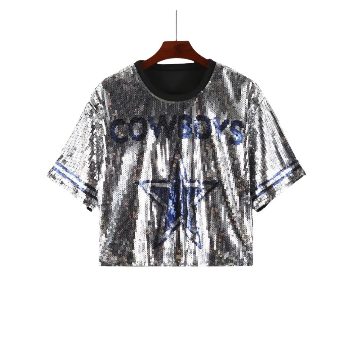 2024 Cowboy Baseball Football Game Famel Tops Sequin Women Koszulki Bluzka Top Free Ship