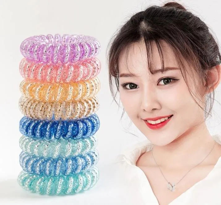 Multi colors 39 cm chain Telephone Wire Hair Tie fashion Jelly Hair Rope Candy Color large size Telephone Wire Hair circle T9I0025426267