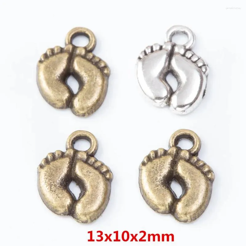 Breloques 140 pièces de pendentif de pied en alliage de zinc en métal rétro pour la fabrication de colliers de bijoux faits à la main 7586