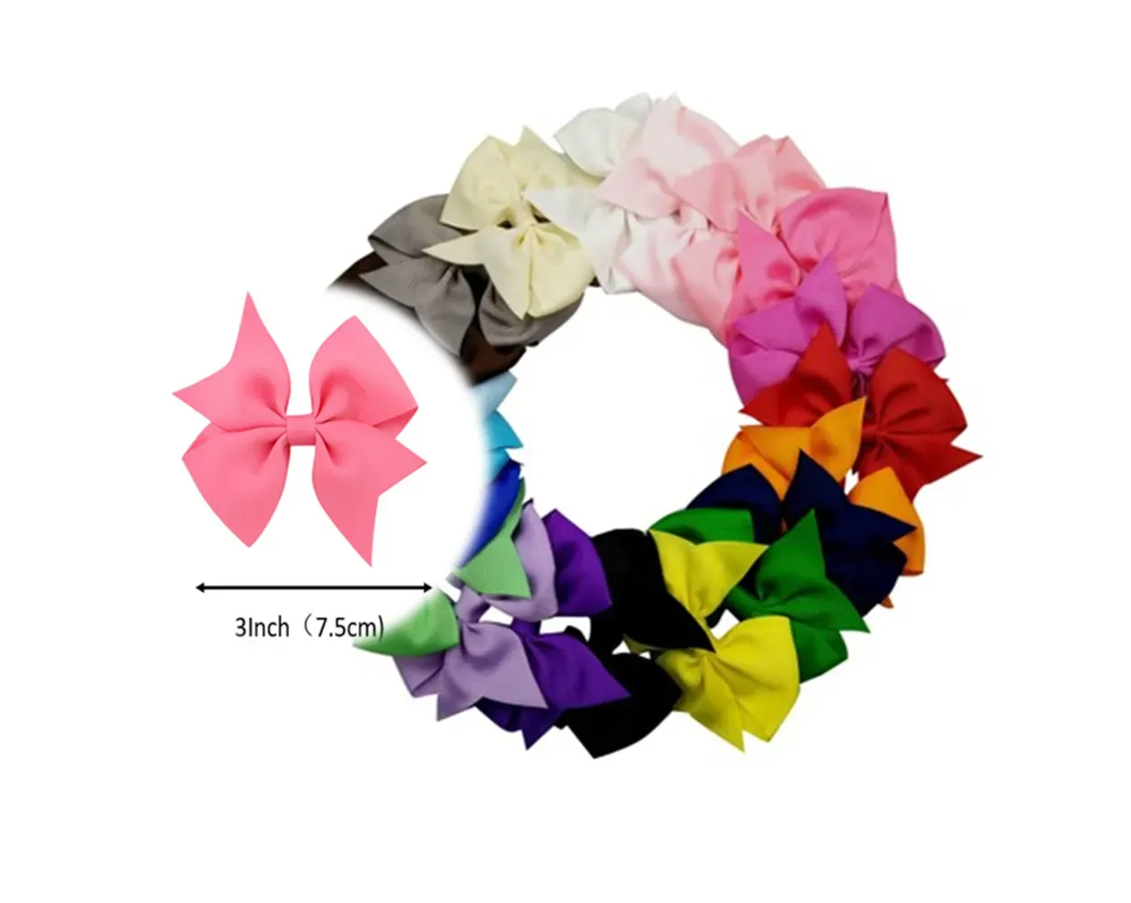 3 "Grosgrain Ribbon Hair Bows Clip for Kids Girl Set of 20PCS BJ