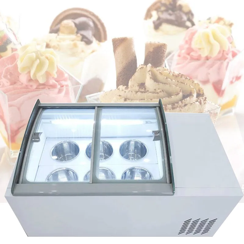 Hot sale commercial ice cream display freezer glass showcase ice cream refrigerator cabinet for multi-flavors