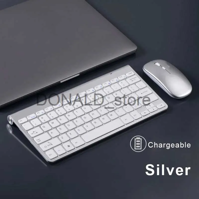 Tastaturen RYRA Mini Ultra Thin 2,4 G Wireless Tastatur und Maus Set USB wiederaufladbare Protable Tastatur Mäuse Combo für PC Laptop Notebook J240117