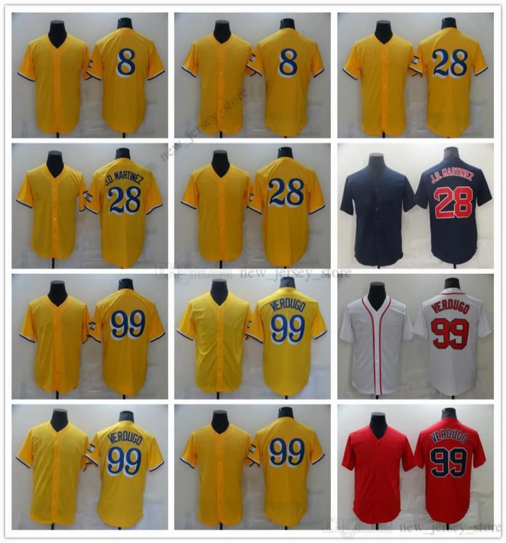 Filme College Baseball usa camisas costuradas 99 AlexVerdugo 28 JDMartinez 8 CarlYastrzemski Slap todos costurados nome número afastado Br1018629