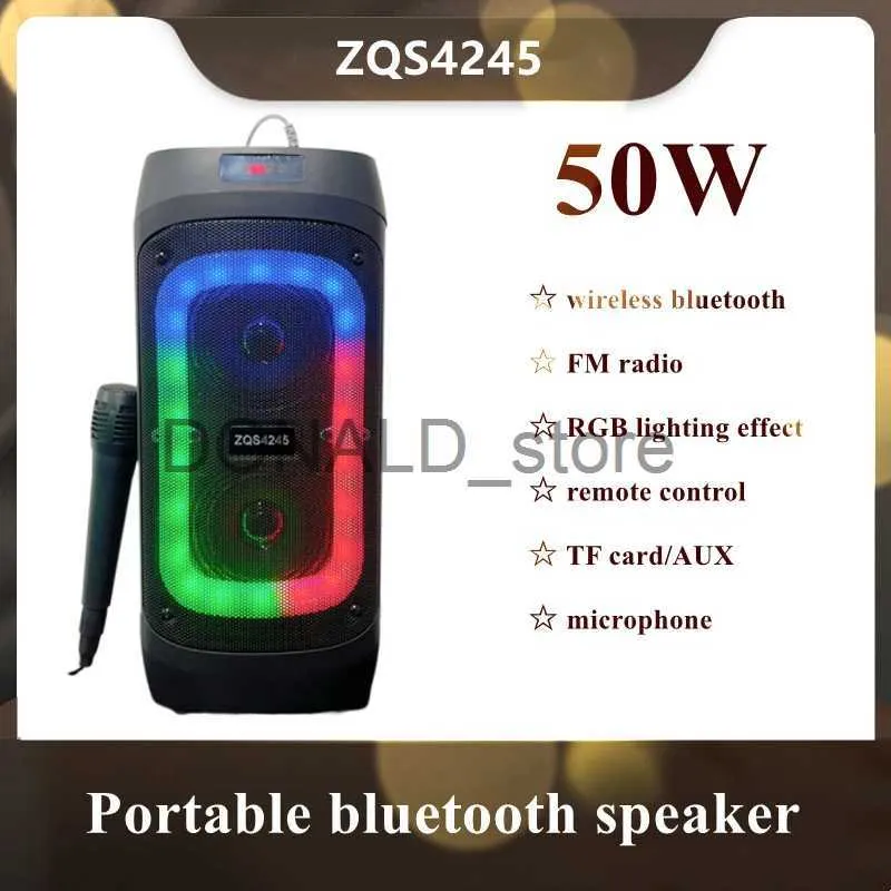 Taşınabilir Hoparlörler ZQS4245 50W Yüksek Güçlü Çok Fonksiyonlu Bluetooth Hoparlör Yüksek Süper Bas Dış Mekan Kablosuz Karaoke Parti Sahne Subwoofer FM Radyo J240117