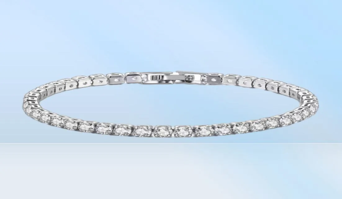 Bracelets à maillons en argent Sterling S925 pour femmes, Bracelet de Tennis en Moissanite véritable, diamants de 4mm, chaînes, bijoux fins, 7946275