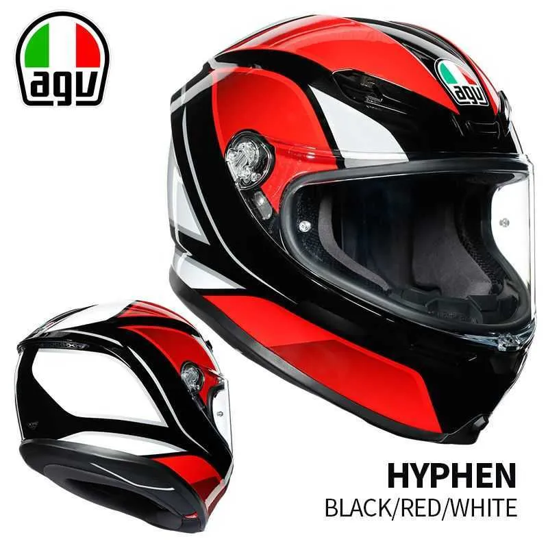 Capacete de motocicleta italiano Agv aberto de rosto inteiro feminino k fibra de carbono capacete completo masculino quatro estações universal anti nevoeiro capacete de corrida 1J0P