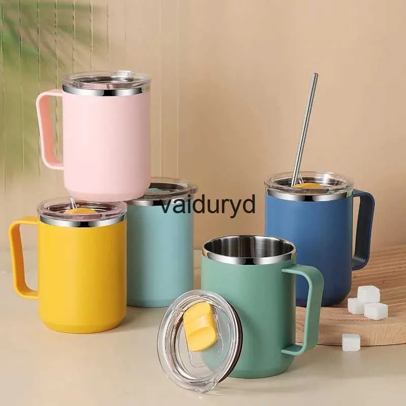 Tumblers Thermos Cup 304 뚜껑 손잡이가있는 스테인레스 스틸 커피 컵 열병 커피 우유 컵 탈착식 세척 가능한 차 커피 G Giftvaiduryd