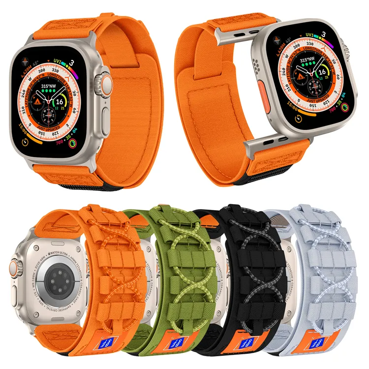 Correa de nailon para Apple Watch, correas inteligentes compatibles con iWatch Series 123456789SE, correas deportivas de 42mm/44mm/45mm/49mm