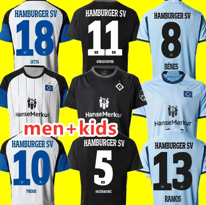 23 24 Hambourg SV Maillot de football VAGNOMAN ONANA LEIBOLD REIS DUDZIAK 23 2024 GLATZEL HSV KITTEL Ensemble de maillot de football pour hommes et enfants