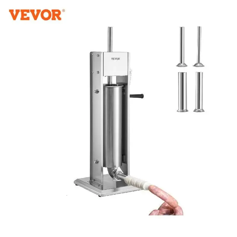 VEVOR 3 5 7 L manuel poussoir à saucisses en acier inoxydable faisant une machine verticale avec entonnoirs de remplissage pour le commerce à domicile 240116