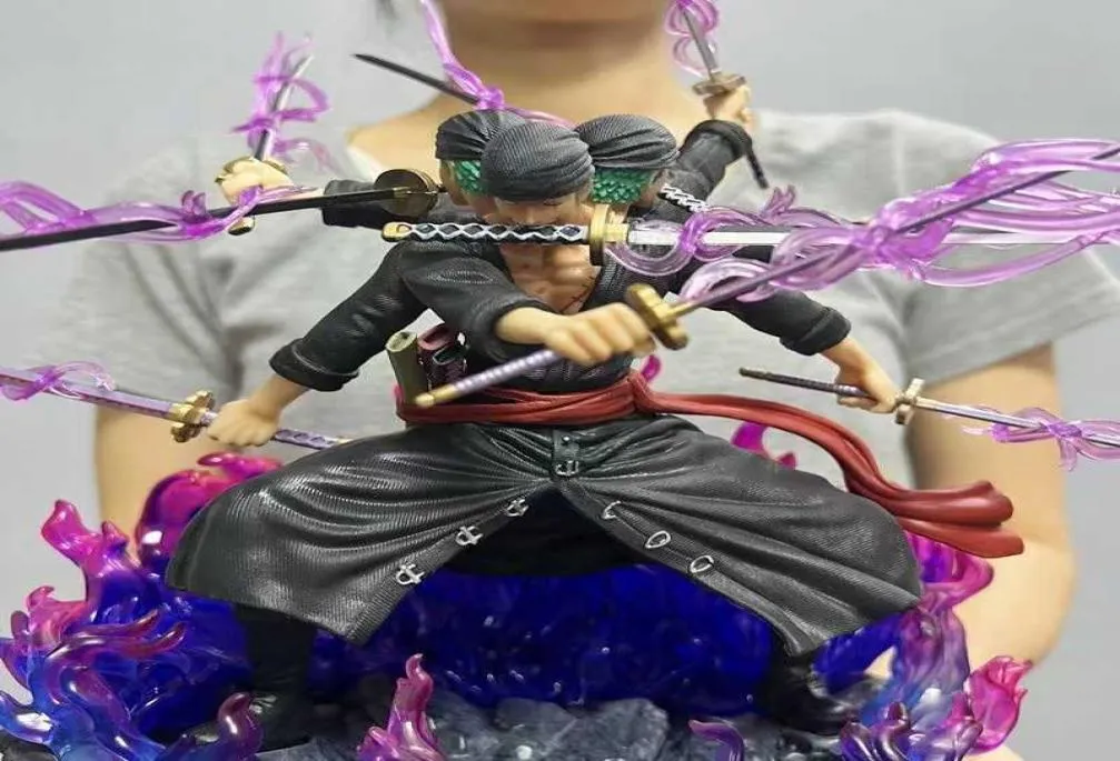 Action Figures Toy Anime Figure One Piece Roronoa Zoro Ashura Tre teste e sei braccia Nove sciabole Flow Action Figure Giocattoli Bambole G3147395