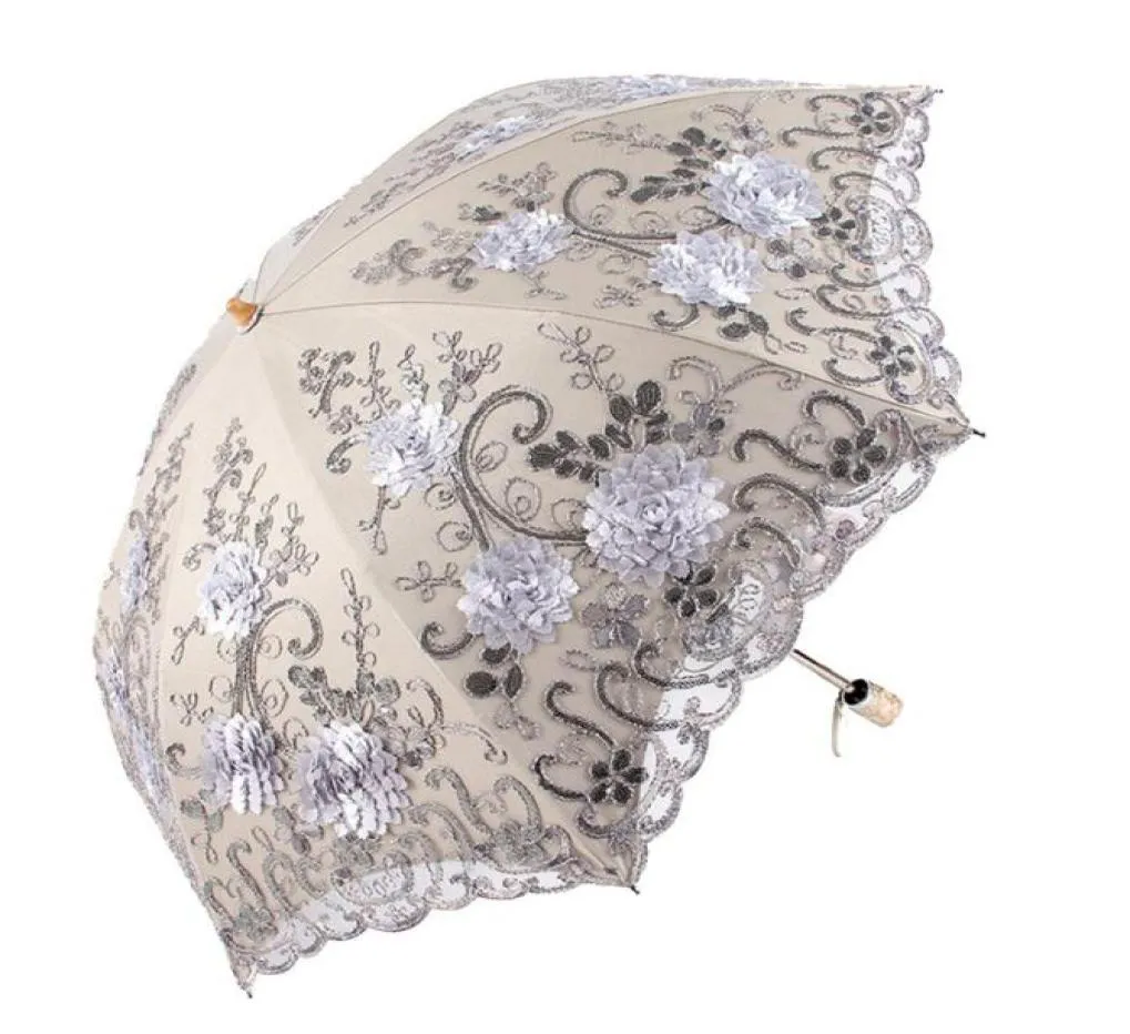 Folding Umbrella Rain Women Elegant Lace Umbrella Windproof Sun Sunshade Rain Umbrellas AntiUV Waterproof Parasol5212622