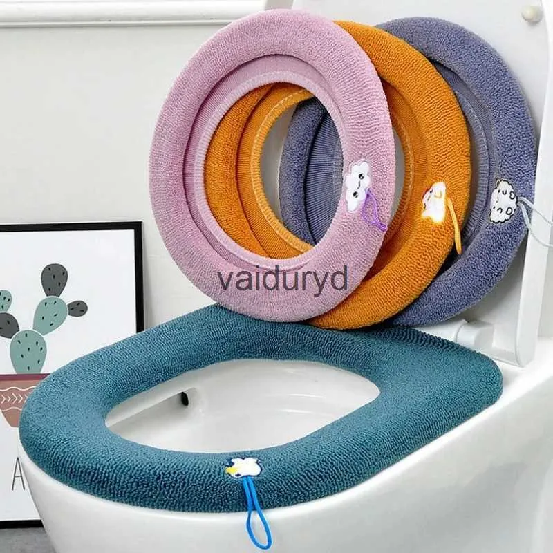 Fundas para asientos de inodoro Espesar Cubierta de asiento de inodoro Estera Invierno Cálido Suave Lavable Closestool Estera Funda de asiento Tapa de inodoro Almohadilla Cubierta de bidé Accesorios de bañovaiduryd