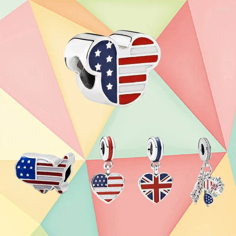 Lose Edelsteine 2024 Hochwertige Mode Amerikanische Flagge Serie Anhänger Perlen Original 1:1 Damen Party Einfache Schmuck Accessoires Geschenk